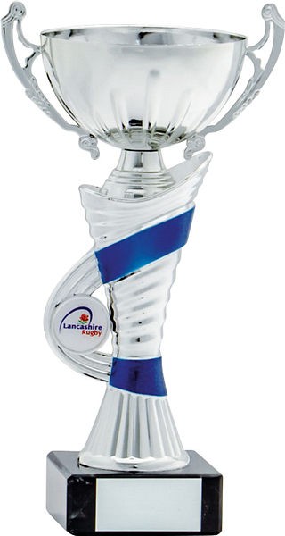 Silver Cup with Blue Stripe Trophy