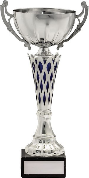 Silver Cup with Blue Trim Trophy