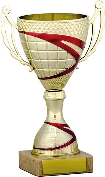 Gold Cup with Red Stripe Detail