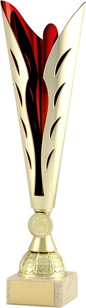 Gold / Red Plastic Fluted Cup