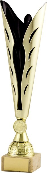 Gold / Black Plastic Fluted Cup