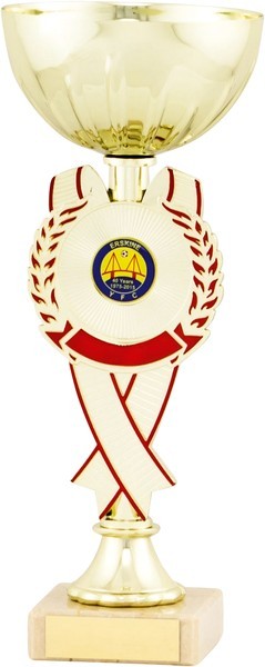Gold Cup with Red Ribbon Detail
