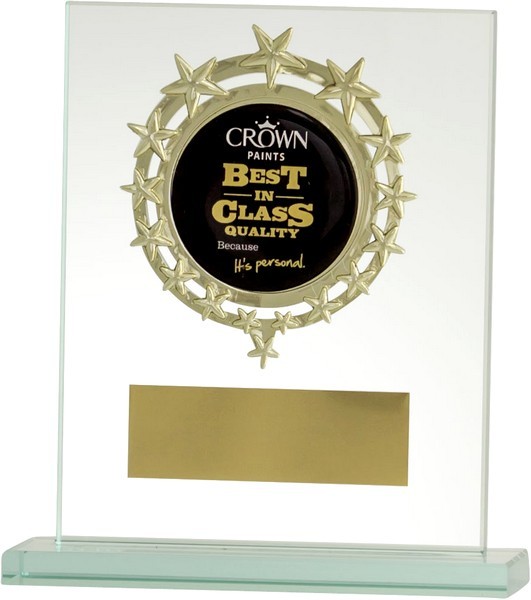 Clear Glass Plaque with Gold Star Centre