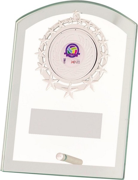 Clear Glass Plaque with Silver Star Centre