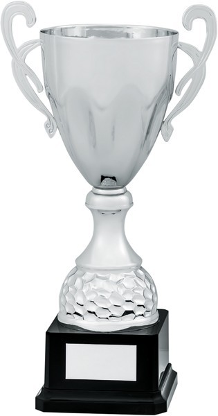Silver Presentation Cup with Handles on Black Base