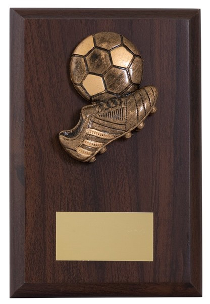 Rosewood Plaque With Football Boot & Ball Award