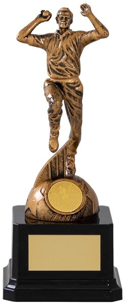 Gold Bowler On Black Base Cricket Trophy