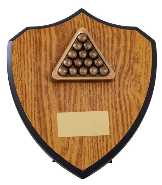 Wooden Shield With Pool / Snooker Balls Award