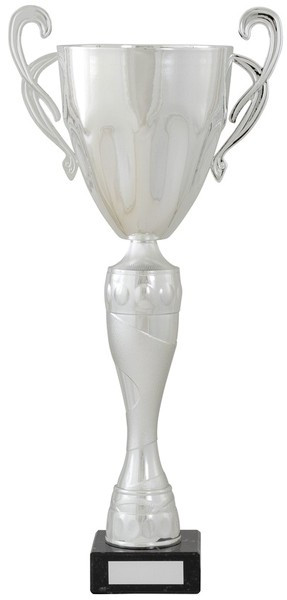 Tall Silver Presentation Cup On Black Marble Base