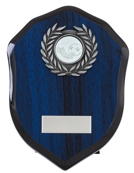 Blue Wood Shield With Laurel Wreath