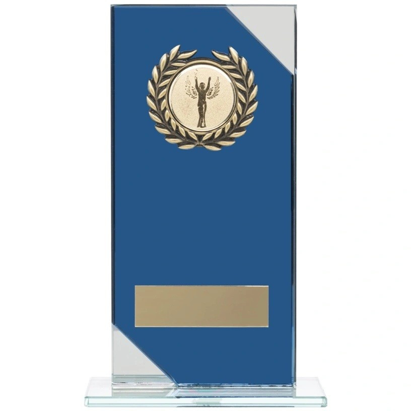Glass Plaque in Blue and Clear