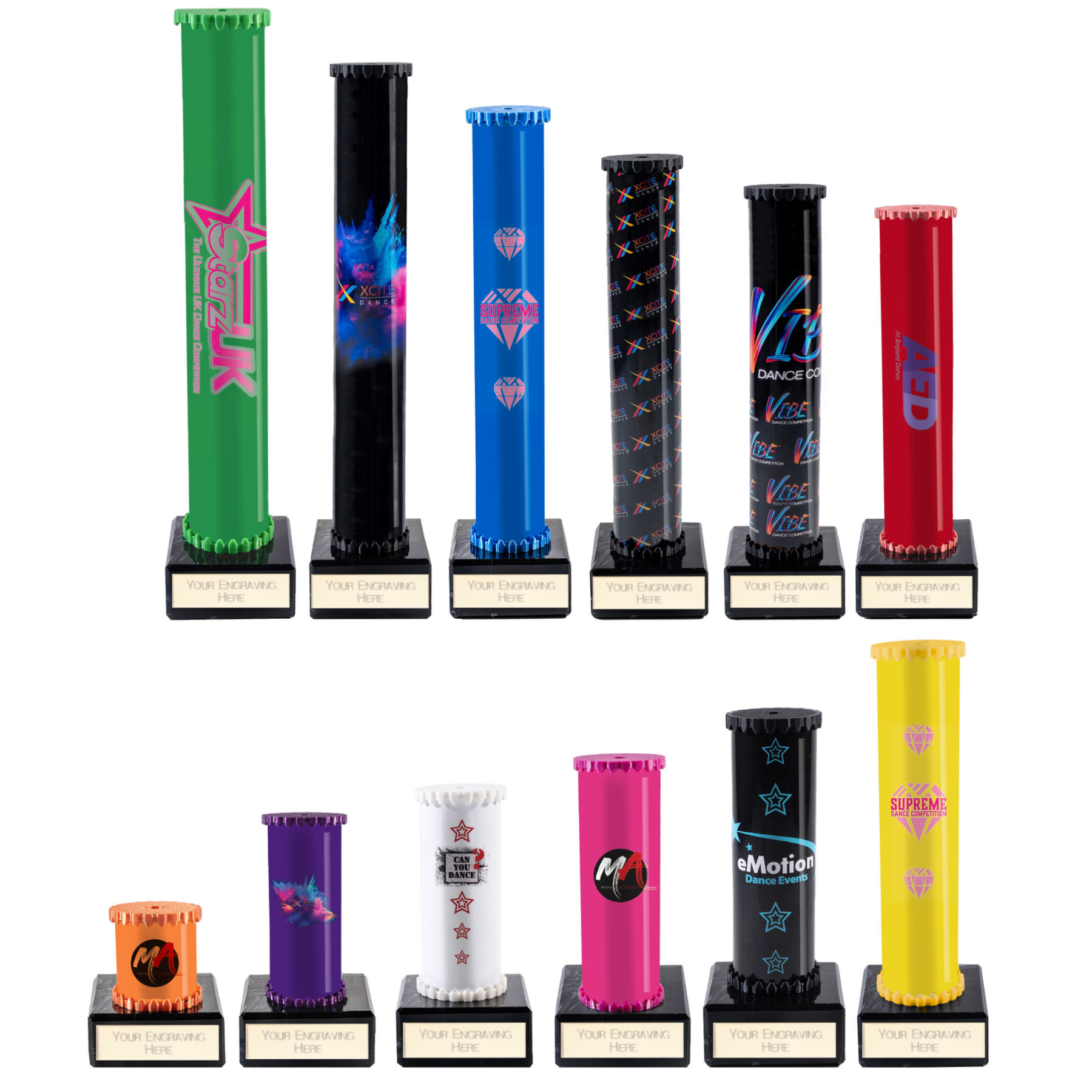 Icon Custom Printed Solid Colour Dynamo Cup Column Trophy - Gold