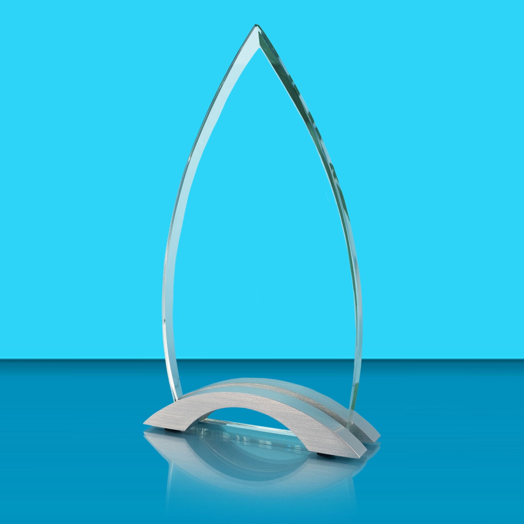 Arrowhead Jade Glass Trophy on Metal Base