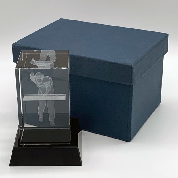 Glass Pool Trophy on Black Base