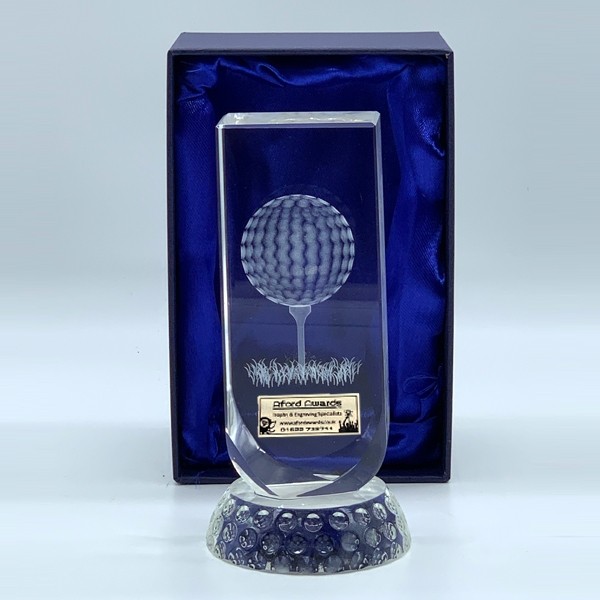 Clear Glass Golf Trophy