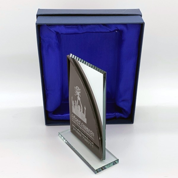 Black and Silver Glass Trophy with Presentation Box