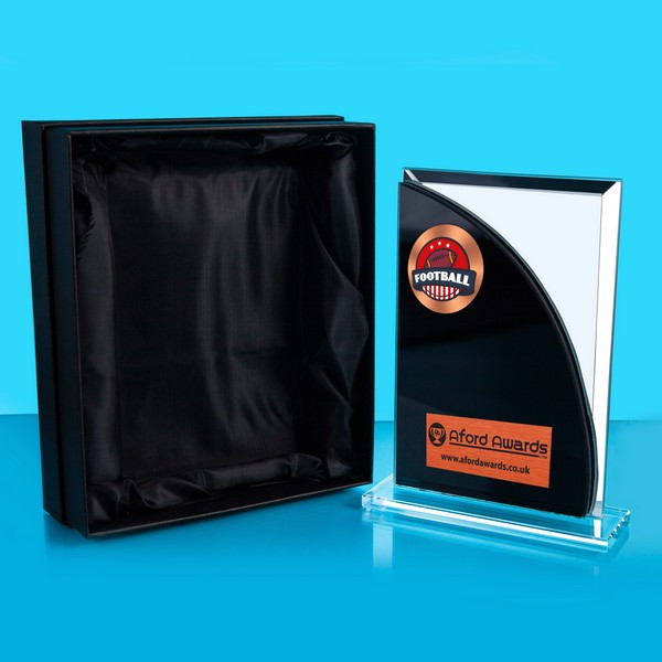 American Football Black/Mirrored Glass Plaque