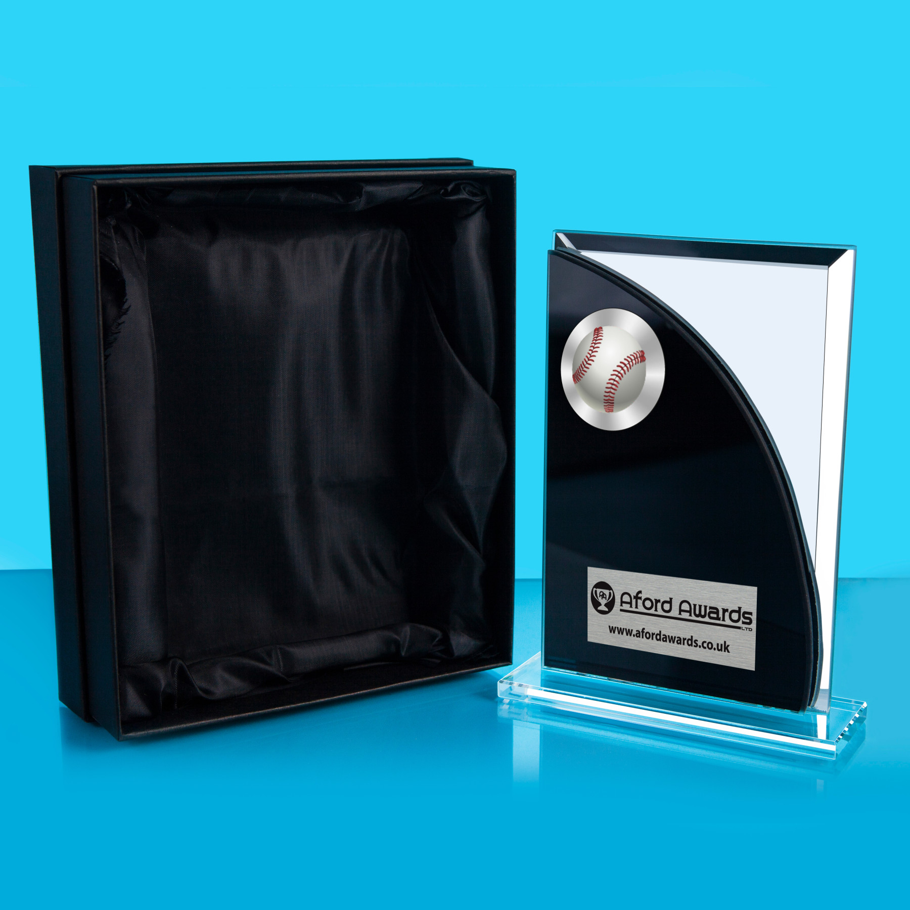Baseball Black/Mirrored Glass Plaque