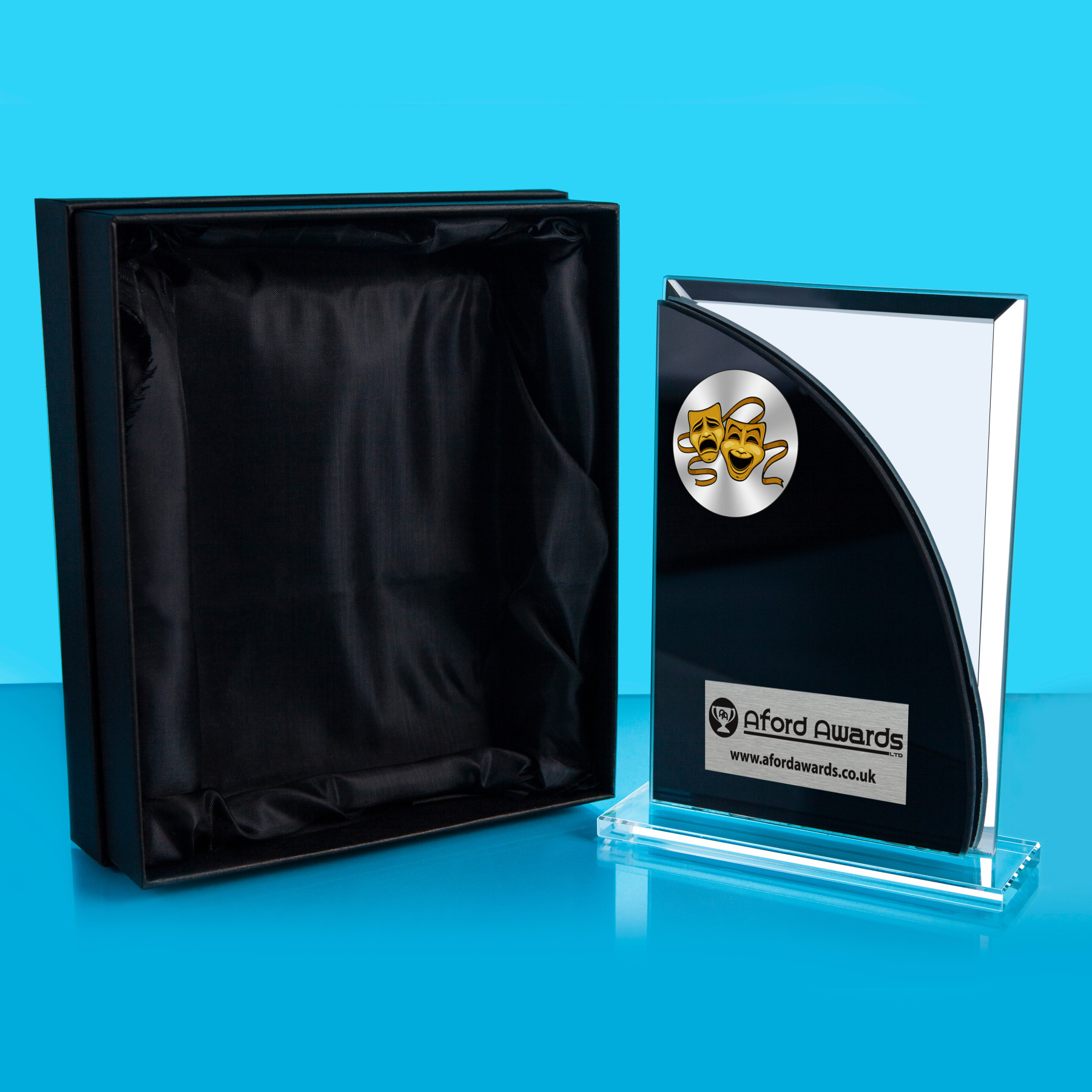 Drama Black/Mirrored Glass Plaque