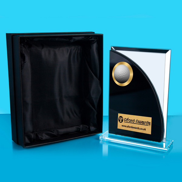 Golf Black/Mirrored Glass Plaque