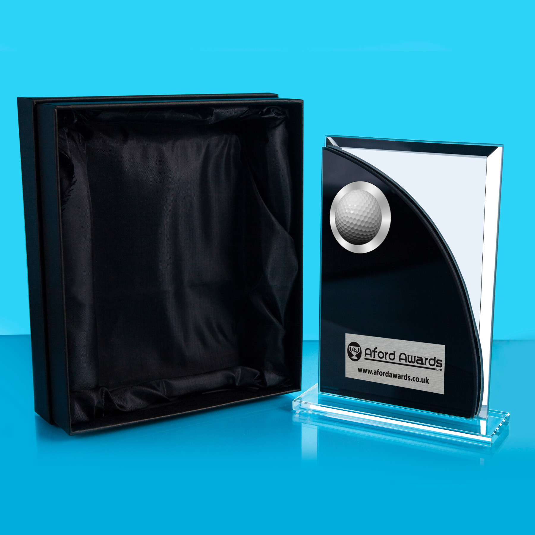 Golf Black/Mirrored Glass Plaque