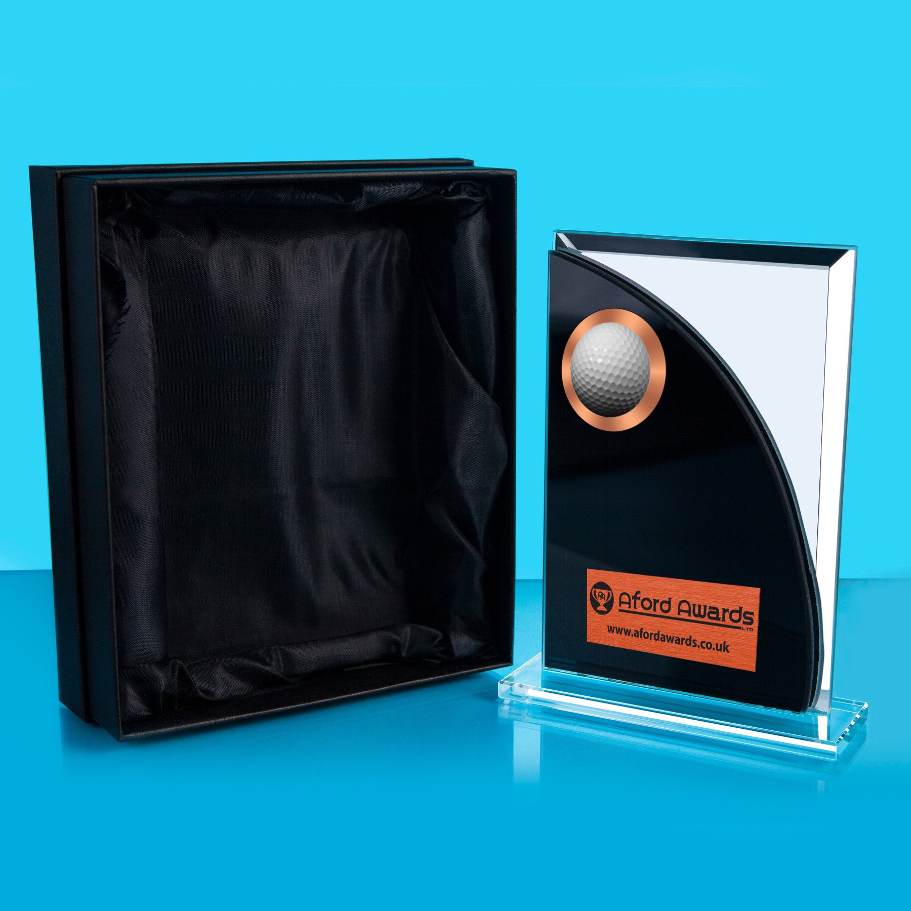 Golf Black/Mirrored Glass Plaque