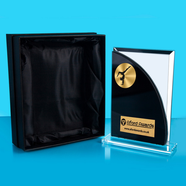 Gymnastics Black/Mirrored Glass Plaque