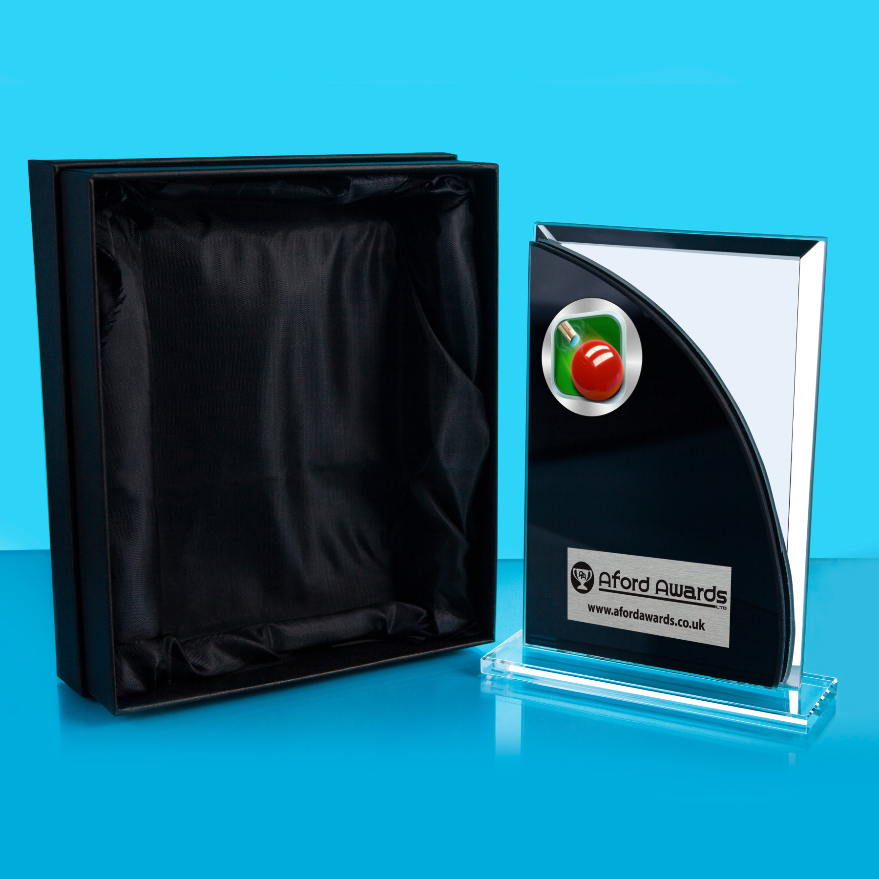 Snooker Black/Mirrored Glass Plaque