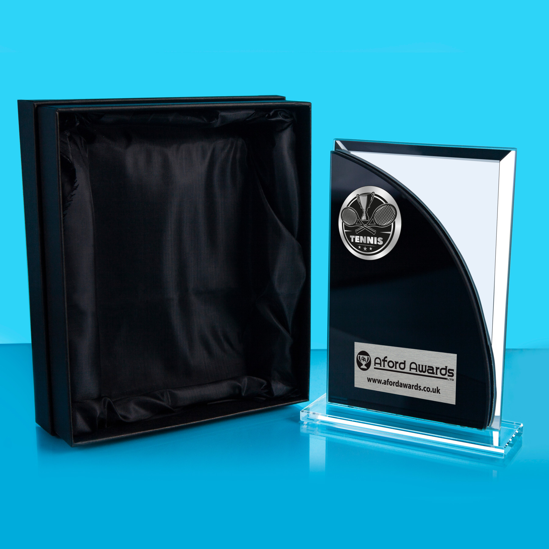 Tennis Black/Mirrored Glass Plaque