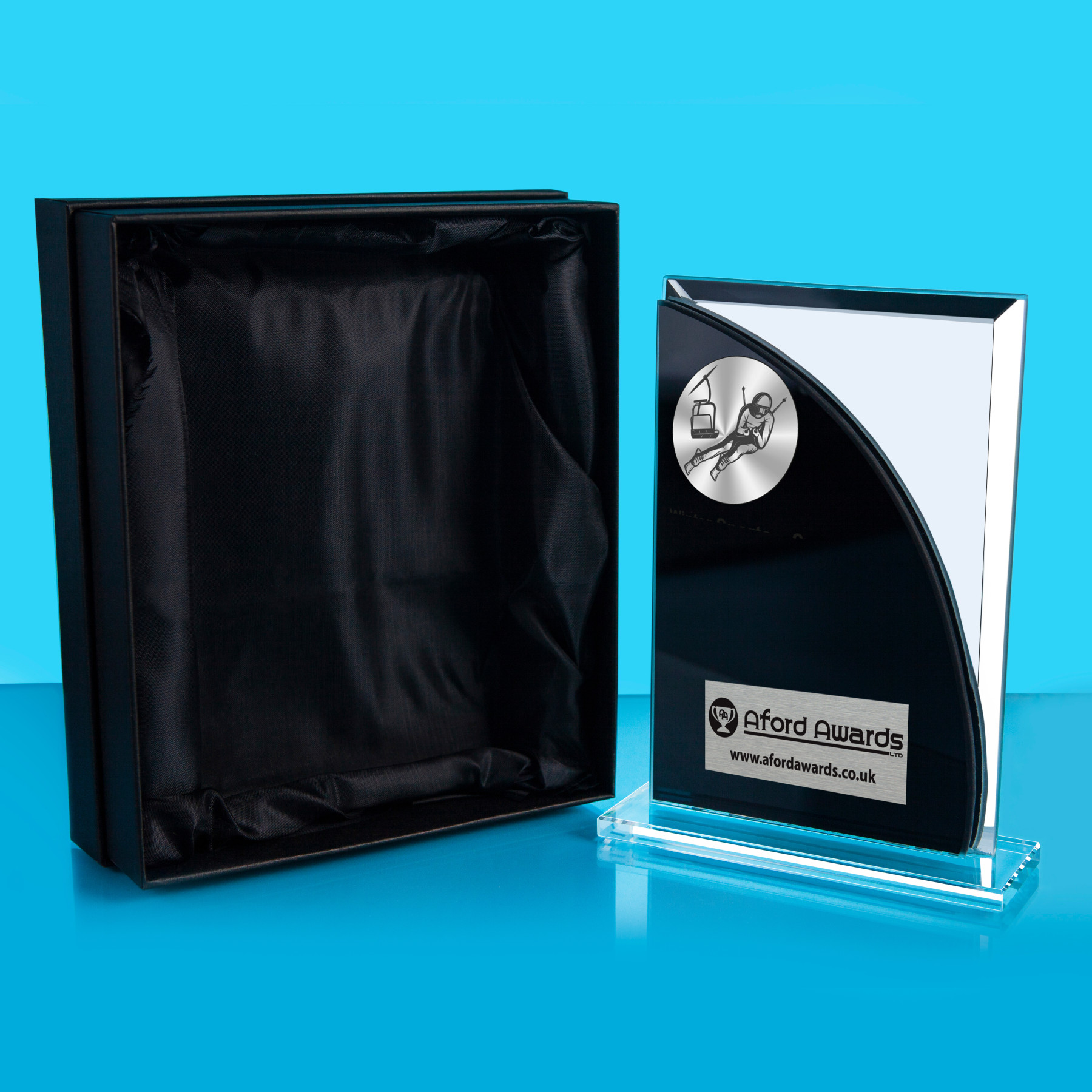 Winter Sports Black/Mirrored Glass Plaque