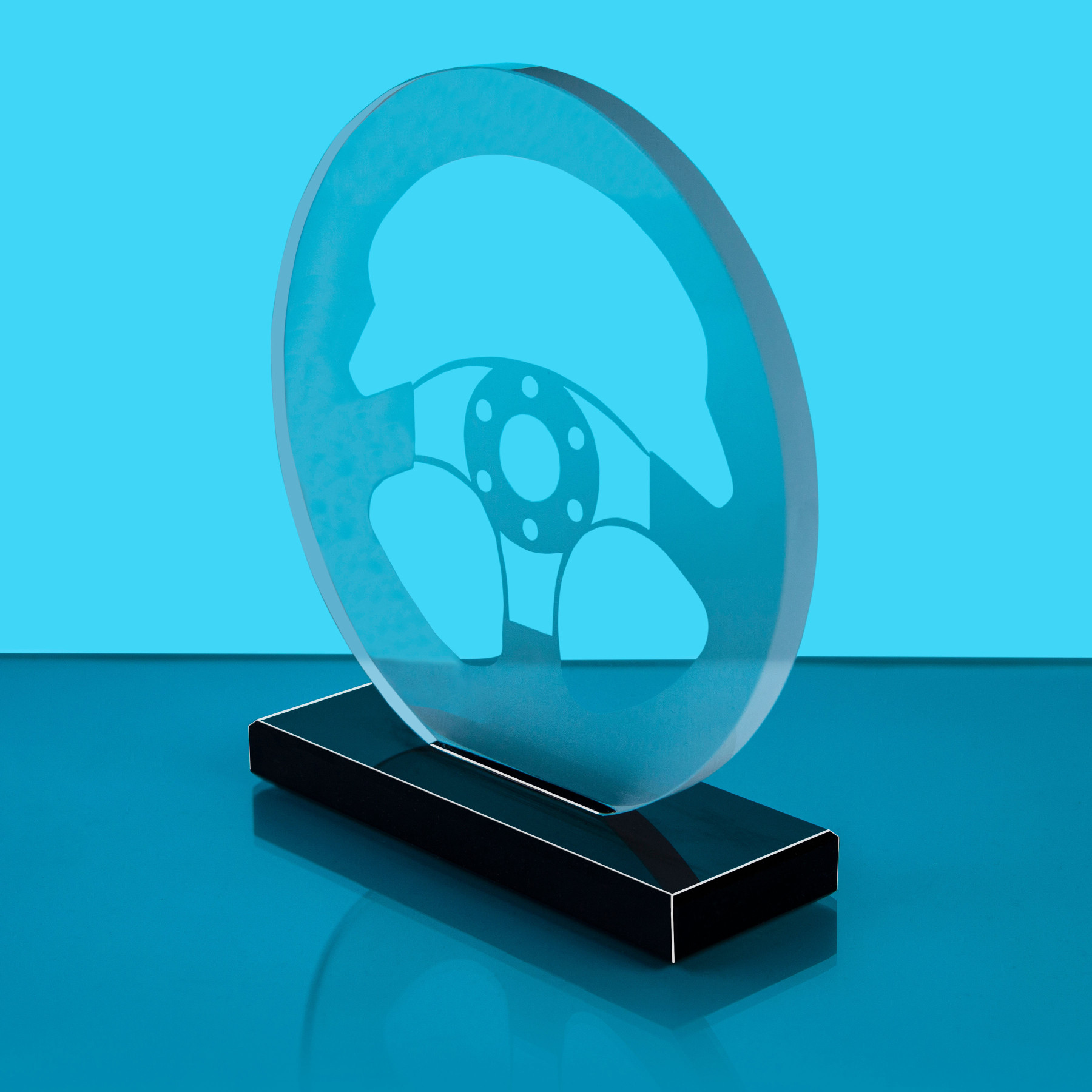 Clear Glass Steering Wheel Trophy