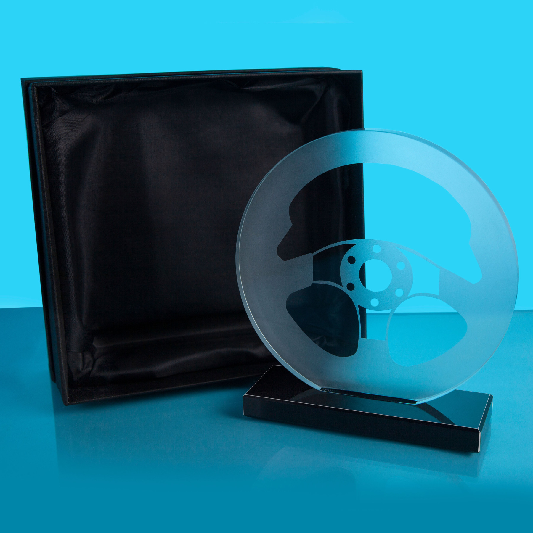 Clear Glass Steering Wheel Trophy