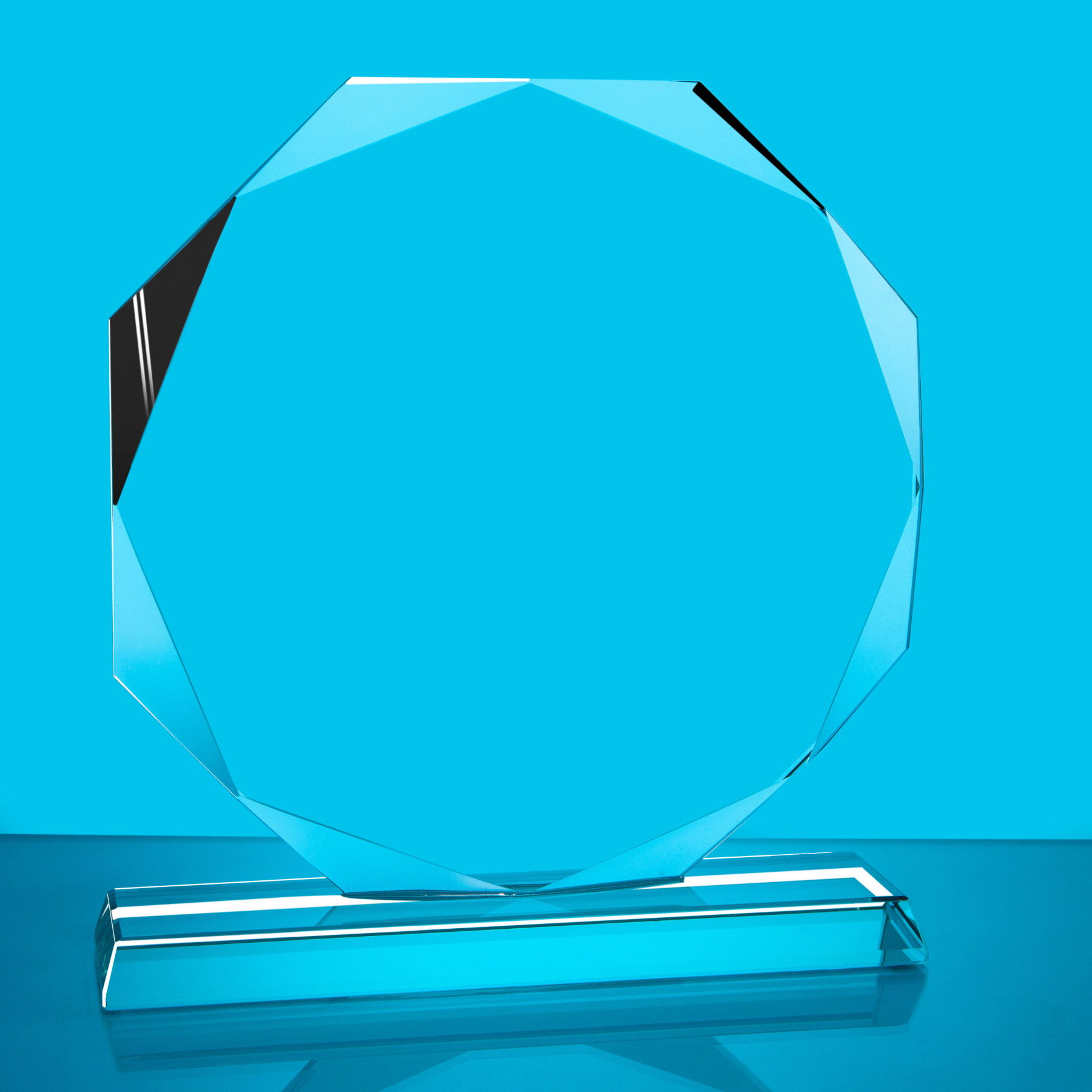 10mm Thick Octagonal Glass Plaque Trophy