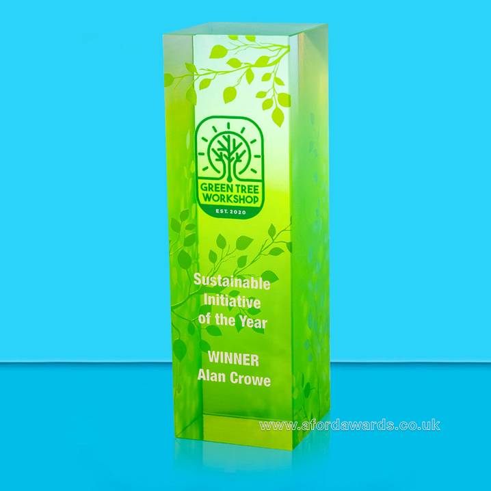 Chroma Designer Leaf Crystal Column Award