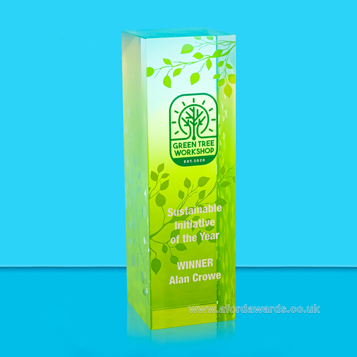 Chroma Designer Leaf Crystal Column Award
