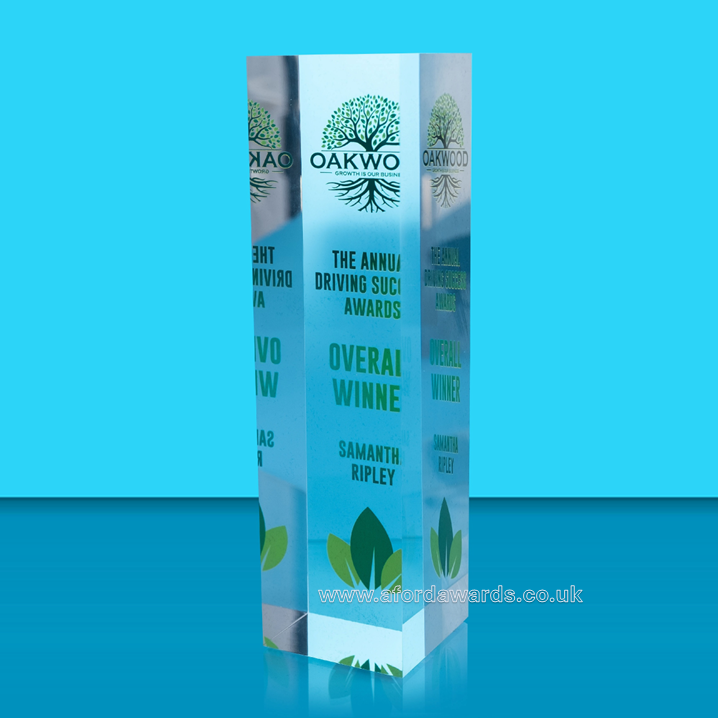 Chroma Designer Bespoke Crystal Column Award - Print 1 Side