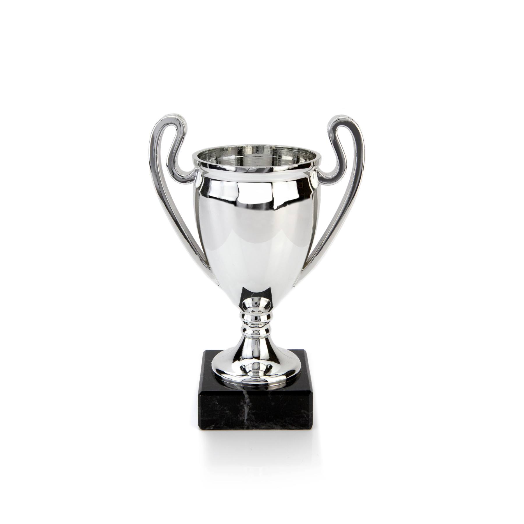 Full 3D Plastic Silver Cup on Black Marble Base