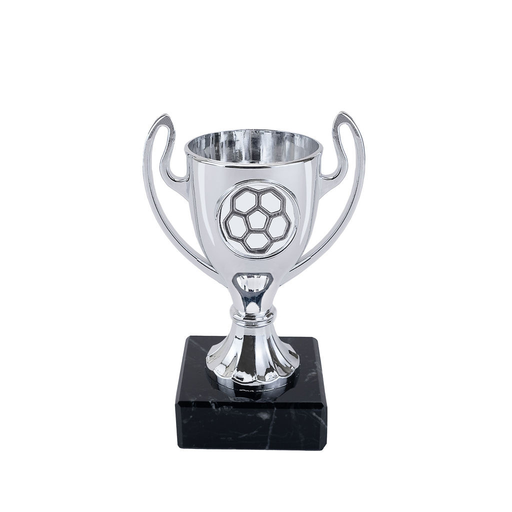Silver Plastic Cup with Football Recessed Centre Holder 