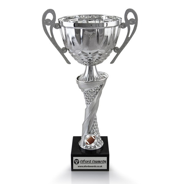 American Football Silver Cup with Handles on Marble Base