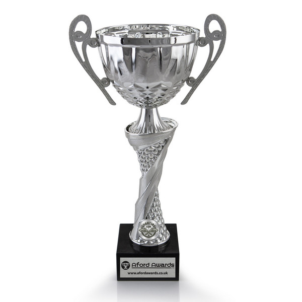 Shooting Silver Cup with Handles on Marble Base