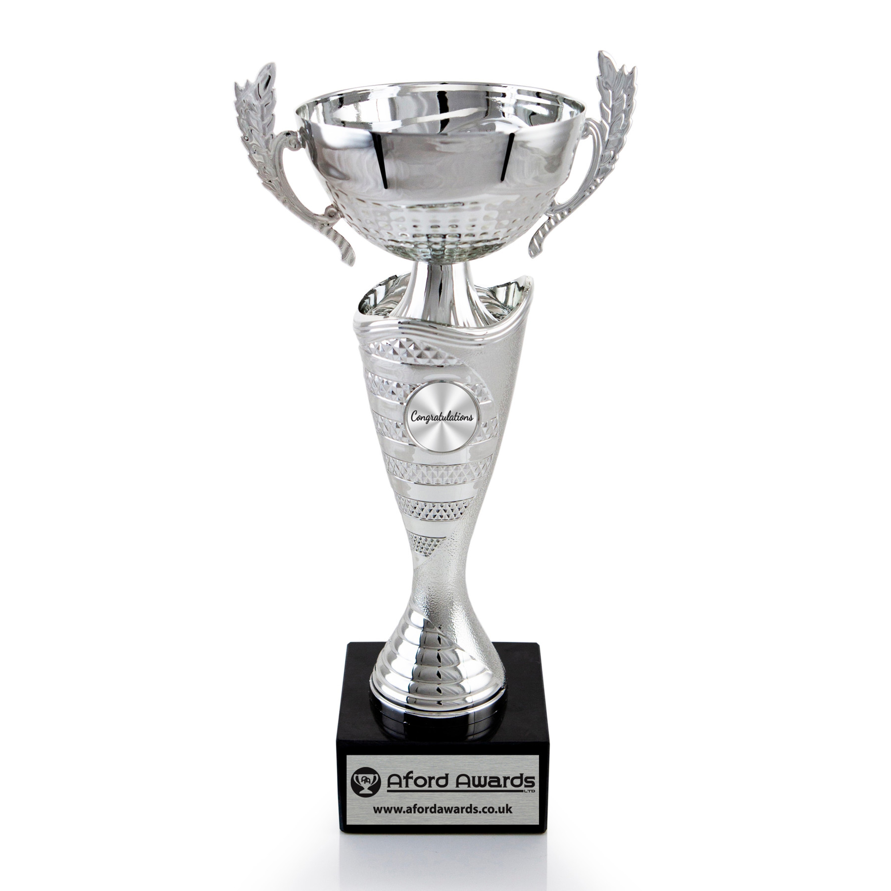 Congratulations Silver Cup with Handles on Marble Base