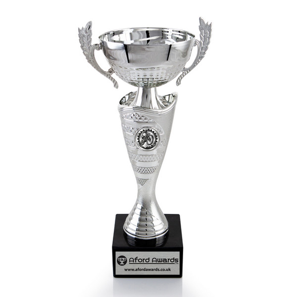 Cycling Silver Cup with Handles on Marble Base
