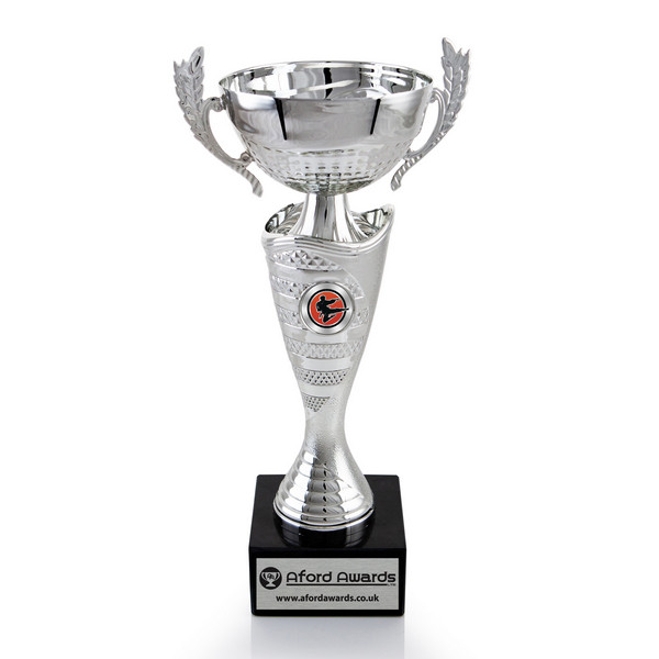 Karate Silver Cup with Handles on Marble Base