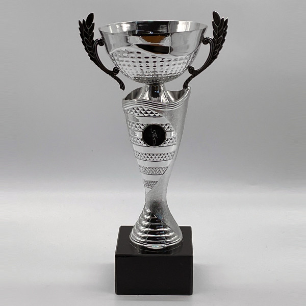 Silver Cup with Handles on Black Base