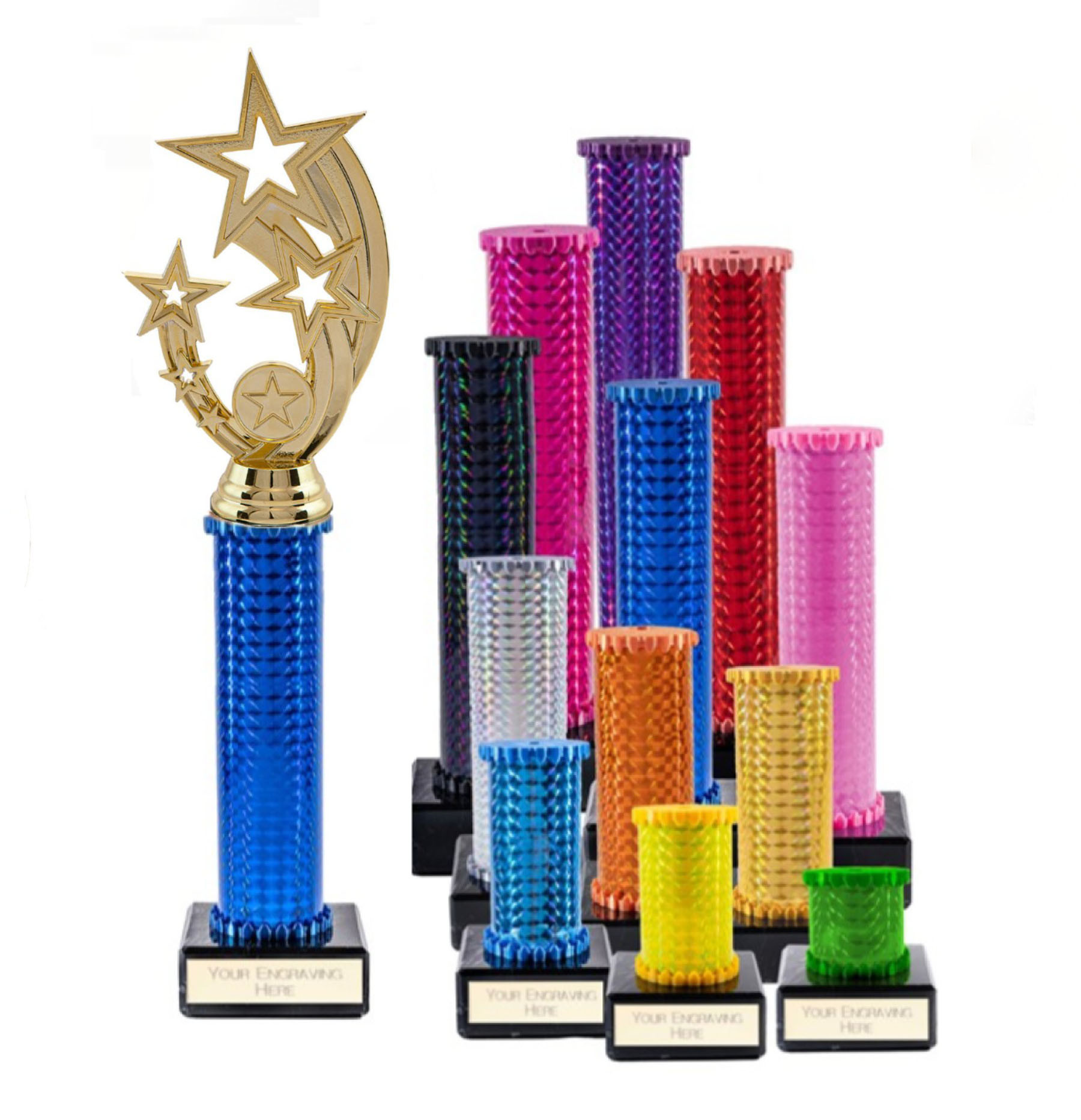Icon Holographic Gold Shooting Stars Award Column Trophy