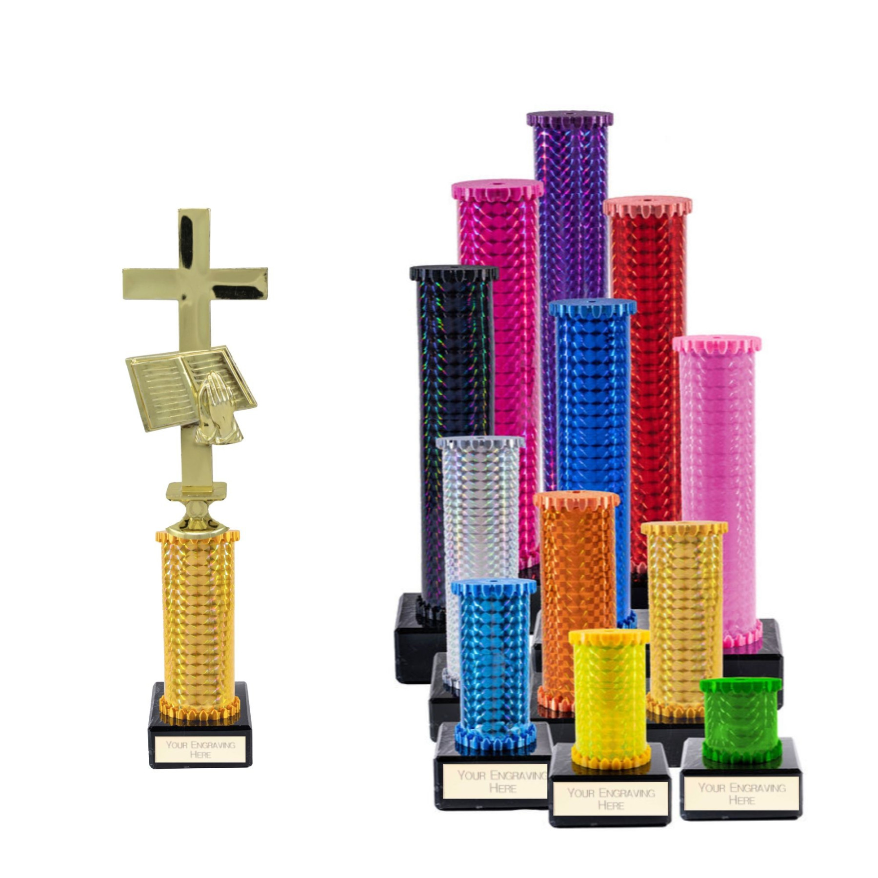 Icon Holographic Religion Cross Column Trophy