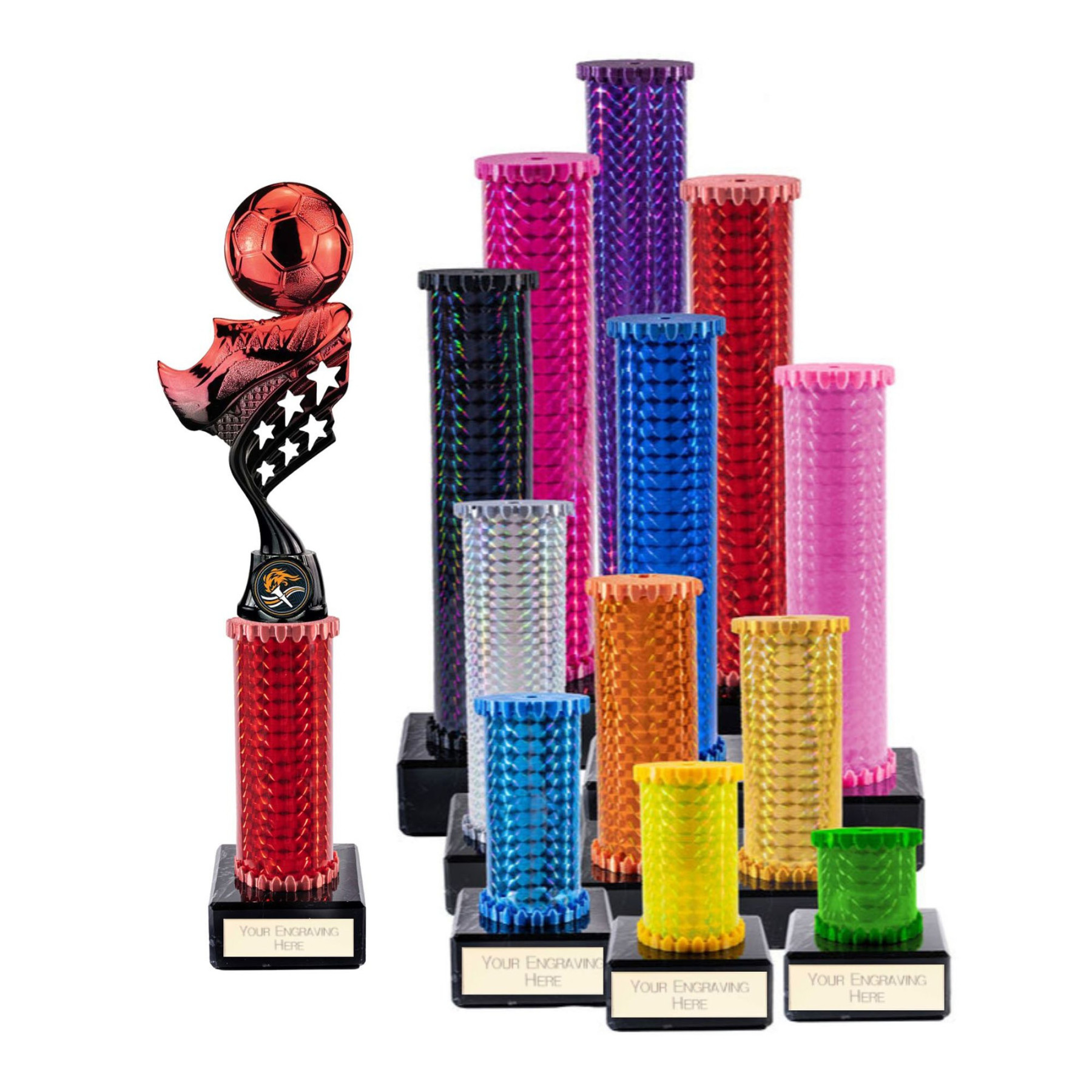 Icon Holographic Innov8 Football Column Trophy - Red