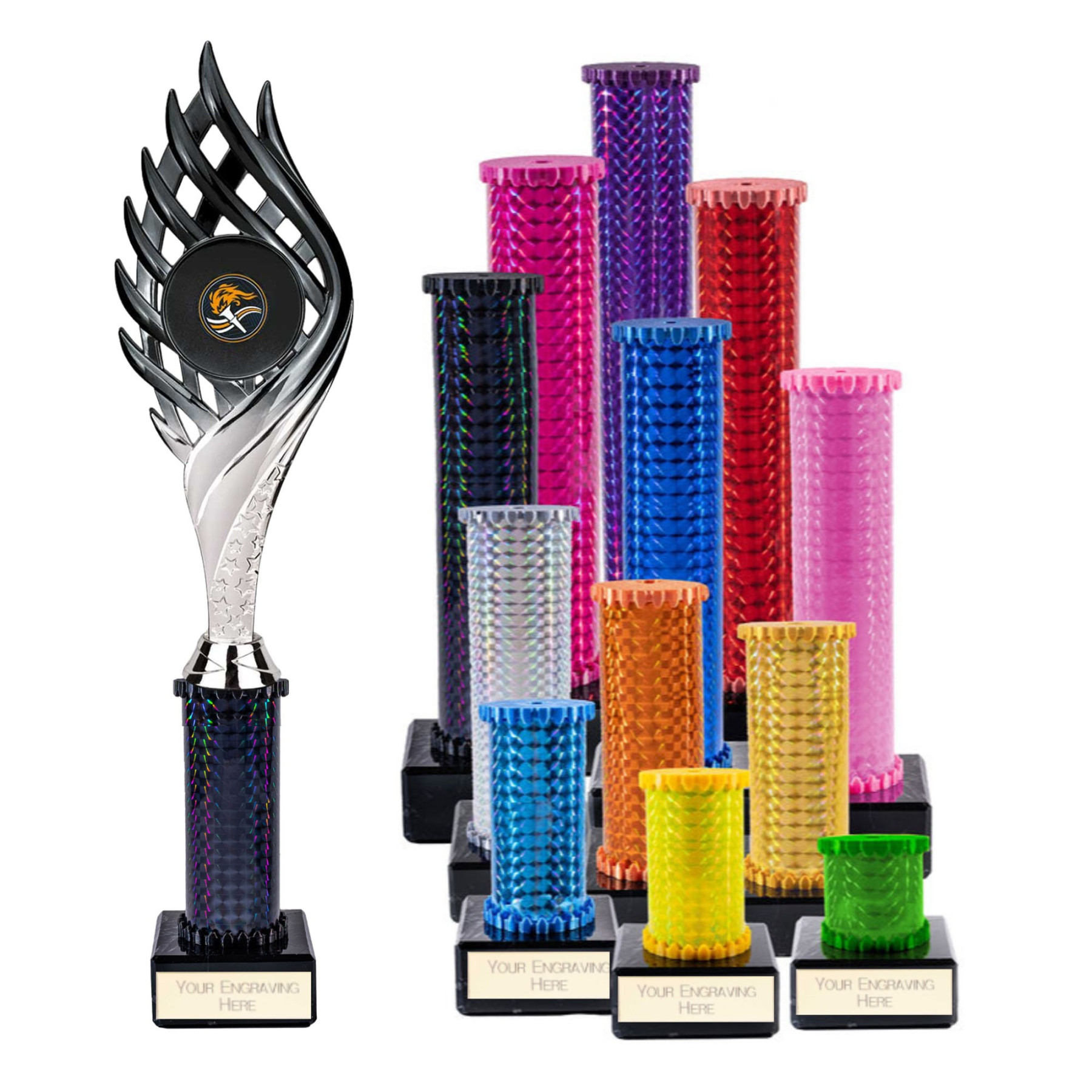 Icon Holographic Wildfire Column Trophy - Black