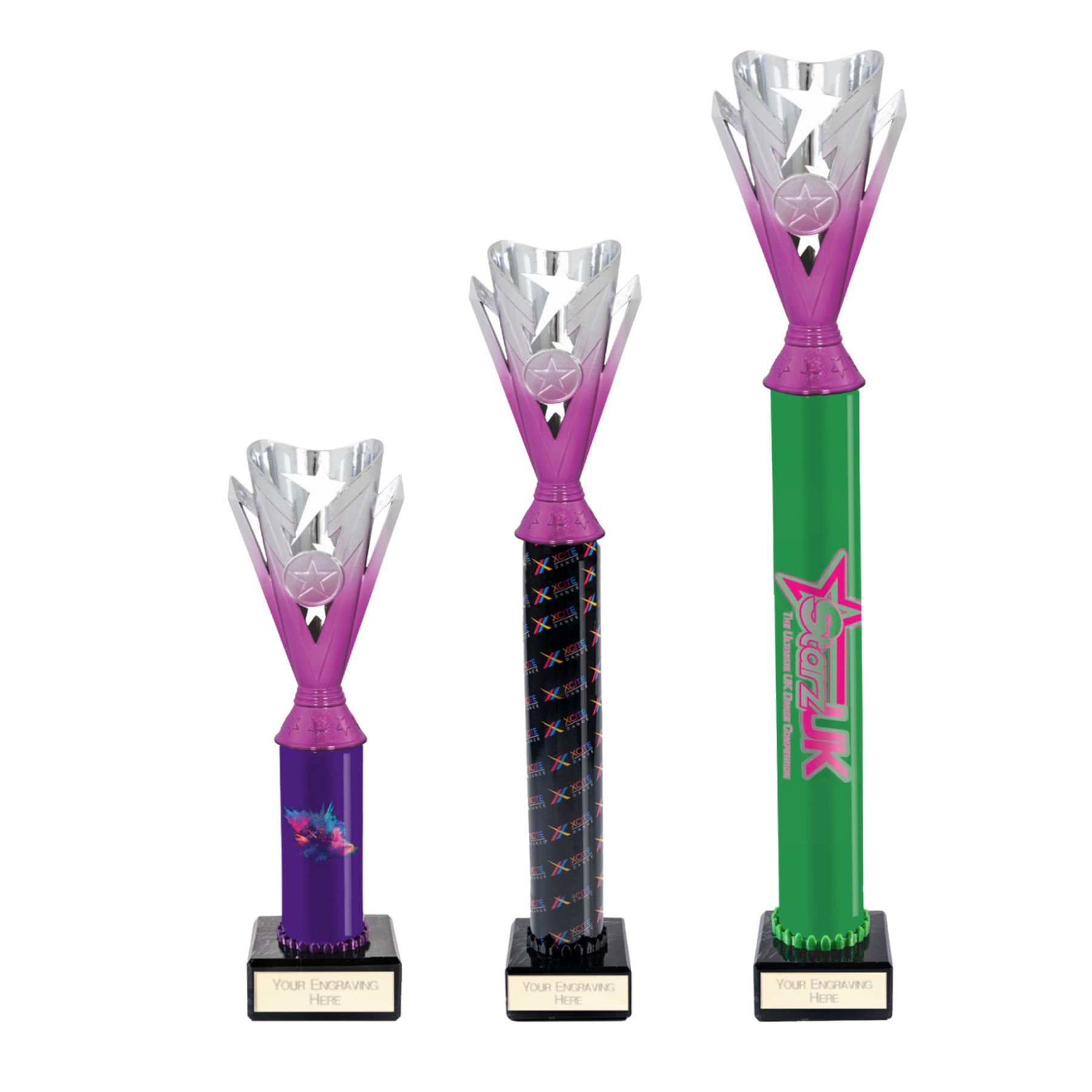 Icon Custom Printed Solid Colour Dynamo Cup Column Trophy - Pink