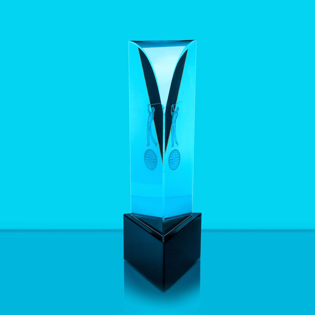 Glass Golf Trophy with Lasered Sketching 